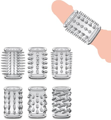 JXszxbt Silikon Eichelring 6 Stück Penisring Set Dehnbar Penismanschetten Cockringe Extrem Penis Vorhaut Zurückhalte Ringe Intimschmuck Glansring Herren Verzögerte Ejakulation Sleeve Sex für Männer