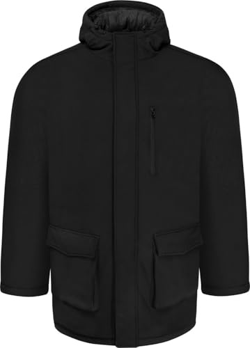 Kam Jeanswear Mens Long Heavyweight Quilted Soft Shell Coat - Black