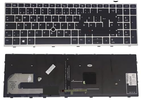 WLWOZMD Teclado retroiluminado húngaro, alemán, Suizo y danés para HP EliteBook 855, 850, G5 G6, ZBook 15u, HPM17B7, Teclado para portátil UE(German Light)