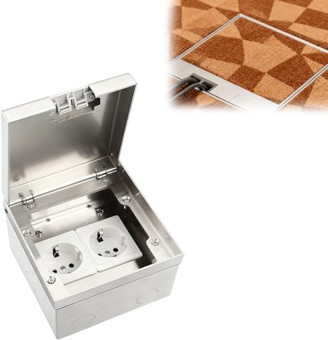 Bodentank Bodensteckdose, 4000W/16A Wasserdichte Edelstahl Einbausteckdose | Versenkbar Wasserdichter Einbaukasten mit 2AC Steckdosen für Küche & Wohnzimmer