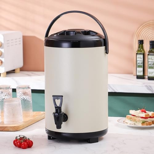 Dispensador de agua de acero inoxidable aislado para bebidas con plástico de grado alimenticio y grifo de resina (8 L, amarillo)