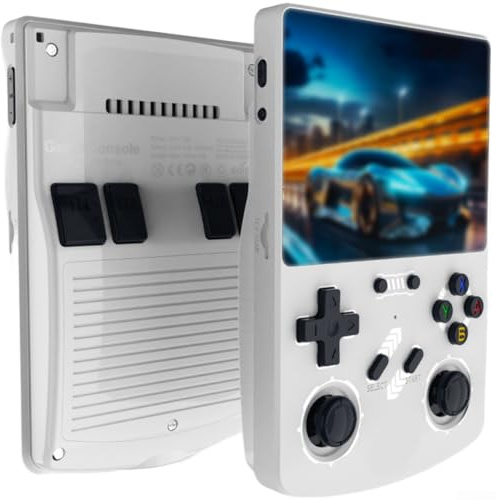 R40XX Handheld-Spielkonsole, 10,7 cm (4,2 Zoll) Bildschirm, 128 G, mit Linux-System, Bluetooth-kompatibel, Retro-Gaming-Gerät für zwei Spieler, Weiß
