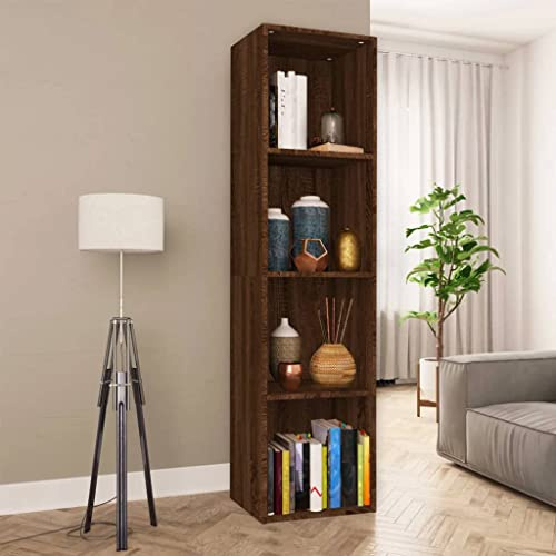 Owoxanthellate Bücherschrank Braun Eiche 36x30x143 cm Standregal drehbar als TV-Möbel nutzbar Modernes Design & robuster Holzwerkstoff für Living Room Schlafzimmer Flur