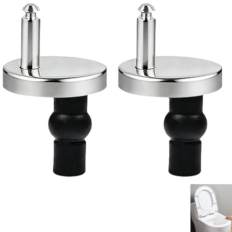 2 PCS Quick Release Toilet Seat Fixings, Toilet Seat Hinges Universal Top Fix Seats Replacement Kit for WC Toilets with Blind Holes, Expansion Rubber Grommets and Metal Screws for Secure Fit, Silver