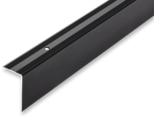 NALine® Alu Winkelprofil 30 x 52 x 1700 mm Treppenwinkel schwarz gebohrt inkl. Montageset Treppenkantenprofil Treppenkante