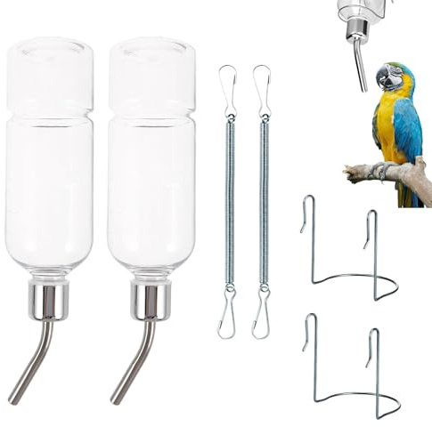 2 PCS Pet Water Bottle With Holder for Small Animal, Rabbits, Chinchillas, Guinea Pigs, Small Puppy, Kitten, Squirrel, Hedgehogand Ferrets