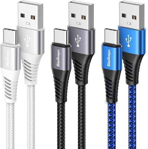 USB to USB C Cable 2M 3Pack, USB A to USB C Fast Charging Cable Braided | Type C Charger Lead for Samsung Galaxy S26 Ultra S25 S24 FE S23 S22 S21 S20 S10 Plus A16 A15 A14 A13 A56 A55 A54 A53 A52 A35