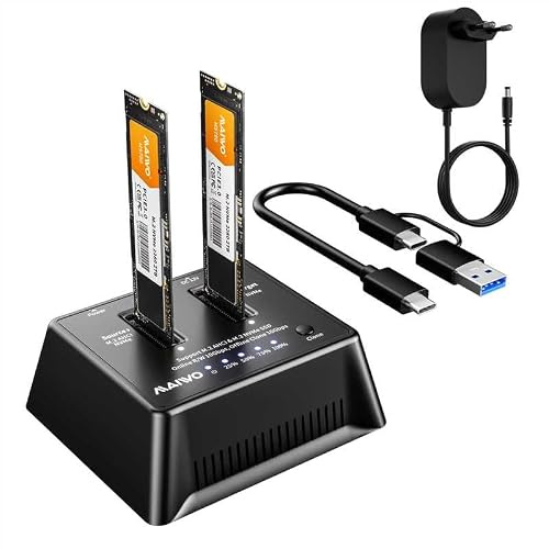 NVME M.2 SSD Cloner Enclosure,M.2 SSD DUPLICATOR Offline Clone 20Gbps USB 3.2 Gen 2,Dual-Bay NVMe Enclosure Support UP to 16TB For M.2 SSD 2230/2242/2260/2280/22110