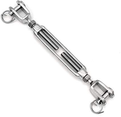 HEAVYTOOL Wantenspanner 10mm mit offener Form Gabel/Gabel Edelstahl V4A AISI 316 (2 Stück) Drahtspanner Rigging Screw Spannschraube Seilspanner Stagspanner Spanschloss Schiffs-Rigging-Spanner