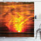 ABAKUHAUS Orange Duschvorhang, Sonnenuntergang über Horizont Meer, Stoffliches Gewebe Badezimmerdekorationsset mit Haken, 175 x 200 cm, Orange