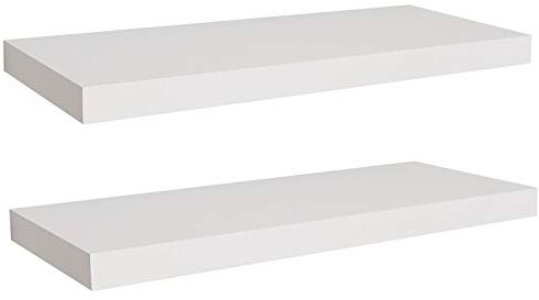 Mojawo 2 Stück Hochwertiges Wandregal Wandboard Bücherregal Hängeregal, CD DVD Regal Schweberegal 80cm MDF PVC B80xH3,8xT23,5 cm