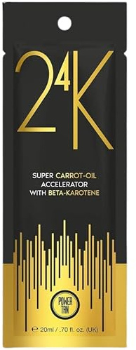 Power Tan 24K Super Carrot Oil Sunbed Tanning Accelerator 20ml – DHA-Free, Fast Acting Dark Tan Booster with Beta-Karotene – Tingle-Free with Hydrating Formula & Pomegranate Fragrance