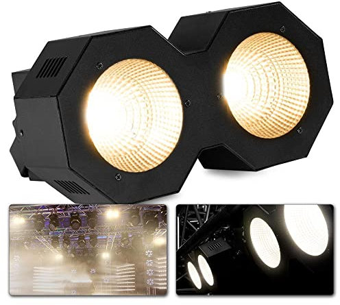 Beamz SB200 Stage Blinder, 2x 50W COB LEDs, Strobe 0-10Hz, warmweiß, 6 DMX-Kanäle, Automatikmodus, Pixel Control, Master-/Slave-Modus, Aufhängebügel, schwarz