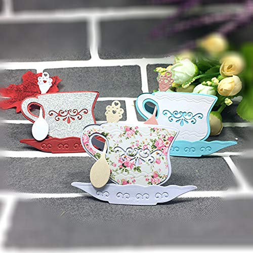 Gemini_mall Cutting Dies for Card Making, Vintage Tea Cup Spoon Metal Cutting Dies DIY Scrapbooking Paper Cards Photo Album Decor Art Craft Embossing Stencil Punching Template Gifts