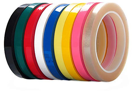Fodattm 9 rotoli di nastro adesivo da 6 mm di larghezza per artista, grafica artistica, nastro sottile cancellabile a secco, nastro per griglia per lavagna bianca, 72 m per rotolo (multicolore)