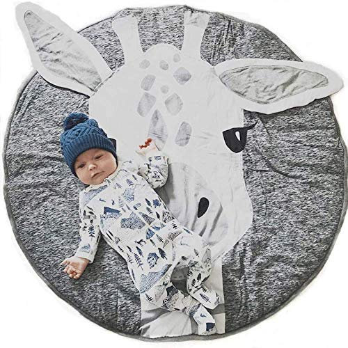 WINIAER Baby Krabbelmatten Spieldecke Bodenmatten Rund Teppich mit Niedlichen Giraffe Kinderzimmer Dekoration