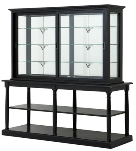 Casa Padrino Luxus Glas Vitrinen Schrank Schwarz Massivholz London Wohnzimmer Schrank Barock Jugendstil Rokoko Vitrine Ladeneinrichtung