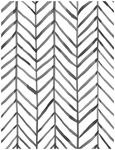 HAOKHOME 96020-1 Papier peint autocollant en vinyle à rayures modernes à chevrons Noir/blanc 45 cm x 10 m