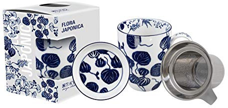 TOKYO design studio Ensemble de tasses en forme de lierre bleu et blanc - Flora Japonica - 8,5 x 10,2 cm - 380 ml