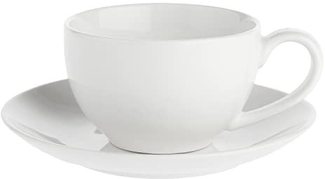 LA PORCELLANA BIANCA - Tazza Colazione da 350cc con Piattino – Capiente e pratica, ideale per colazioni ricche e conviviali. Linea Essenziale