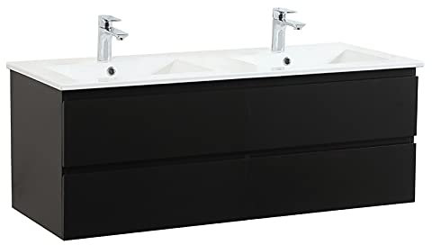 Meuble Double Vasque Suspendu Noir 120 cm Sorrento