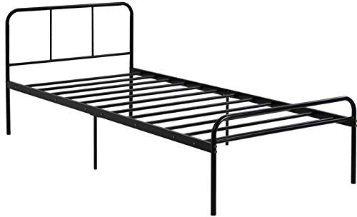 Bodhi2000 Moderne, strapazierfähige Black Bed Frame mit Support Headboard Footboard Room Decoration 90 * 200cm
