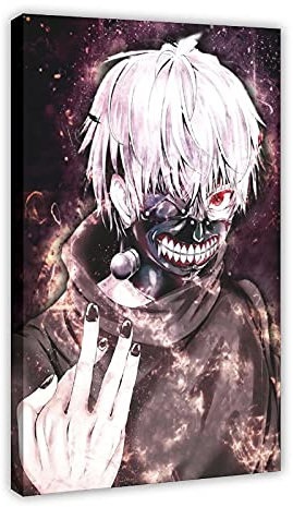 Tokyo Ghoul Leinwand-Poster, Wandkunst, Dekor, Bild, Gemälde für Wohnzimmer, Schlafzimmer, Dekoration, 30 x 45 cm, Rahmen
