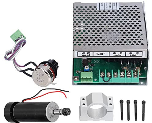 Kit Motore Mandrino CNC da 500 W, 500 W, ER11, 12-100VDC, 12000 RPM, Motore Mandrino Raffreddato ad Aria + Regolatore + Morsetto Da 52 mm per Fresatura di Incisioni Fai Da Te