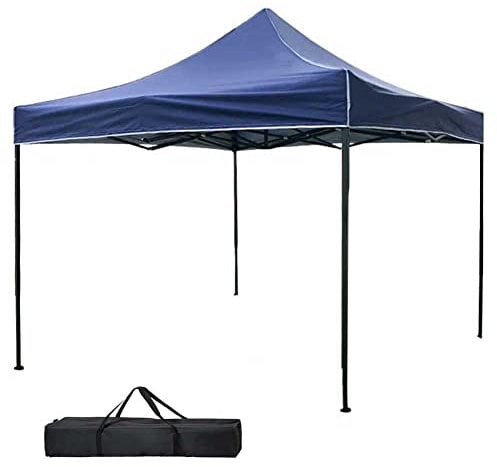 BAKAJI Gazebo 3 x 3 metri Pieghevole Tessuto Poliestere Impermeabile Struttura in Metallo Richiudibile a Fisarmonica Tendone Portatile Fiera Mercato Giardino Esterno + Sacca per Trasporto (Blu)