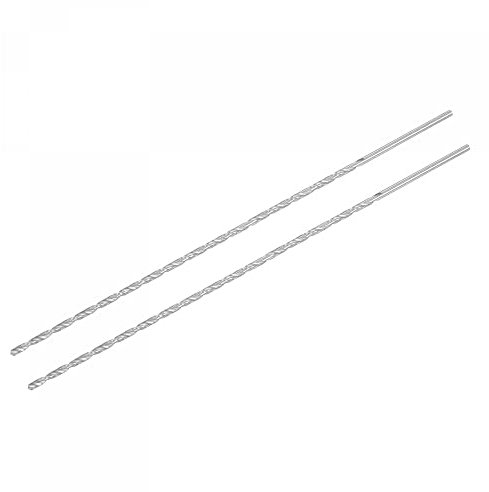 sourcing map HSS(High Speed Steel) Extra Long Twist Drill Bits, 2.5mm Drill Diameter 200mm Length for Hardened Metal Woodwork Plastic Aluminum Alloy 2 Pcs