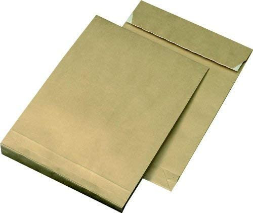 200 x braune Faltentaschen DIN B4 250× 353 mm 130g Versandtaschen selbstklebend ohne Fenster - Versandtaschen B4 mit 4 cm Bodenfalte - Versandtüten Brief-Kuverts große Umschlagtaschen (200)