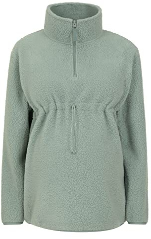 Mountain Warehouse Cosy Maternity Sherpa Half-Zip Fleece - Sherpa Lined Womens Anti-Pill Sweathshirt - For Spring Summer, Outdoors, Holiday, Walking & Hiking Khaki 22