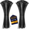 ATETEO Bridas de cremallera para cables, paquete de 200 bridas duraderas de 8 pulgadas, bridas de nailon con cierre automático, bridas multiusos, para atar cables, plantas, paquetes, negro
