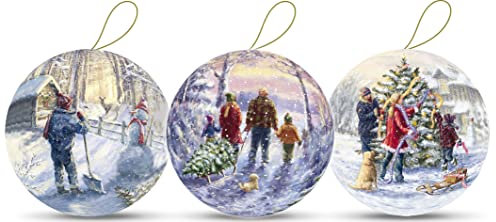 Nestler Weihnachtskugeln aus Pappe zum Füllen, Serie Familienzeit - Christbaumkugeln Set aus 3 Motiven (8 cm)