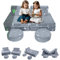 MeMoreCool Kinder Spielsofa Bett, Glow Stars Modular Kleinkind Couch Stuhl für Spielzimmer, 8-teiliges ausklappbares Couch-Spielset, kreative Baby-Couch, Kinder wandelbares Sofa