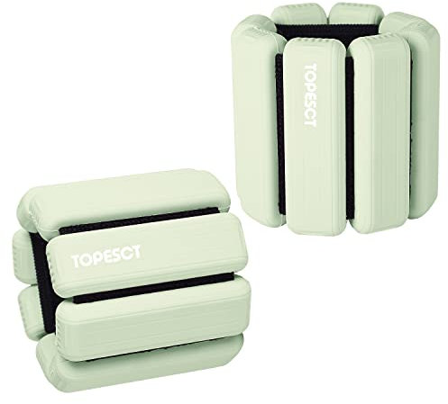 TOPESCT Adjustable Wrist Weights - Set of 2 (1lb Each) | Wearable Wrist & Ankle Weights Bracelet for Yoga, Dance, Barre, Pilates, Cardio, Aerobics, Walking (1lb/each, Olive Green)
