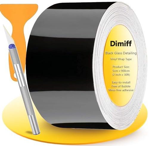 Dimiff Auto Einstiegsleisten Schutz 5cm*9m, Schutzfolie Auto, Selbstklebend Autofolie aus Vinyl, Türschwellenaufkleber, Kantenschutz, Lackschutzfolie für Auto/Fahrrad/Motorrad |Glänzend Schwarz