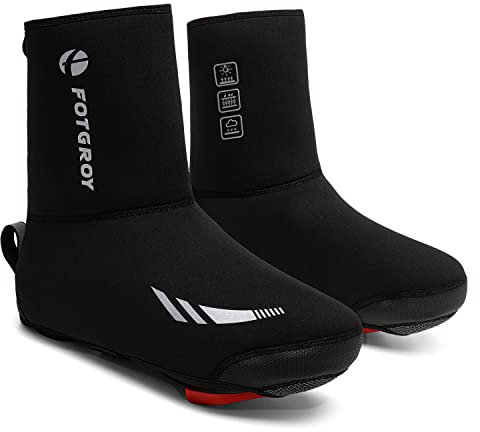 FOTGOAT Überschuhe Fahrrad Wasserdicht Winter Shoecover für Herren Damen Radsport Rennrad MTB Schuhüberzieher Kälteschutz Regenschutz mit Reflektoren XL