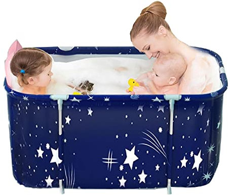 120 cm, tragbare, faltbare Badewanne, Erwachsene, faltbare Badewanne, Einweichen, stehende Badewanne, Haushalt, freistehend, dicker Kunststoff, faltbare Badewanne für Erwachsene