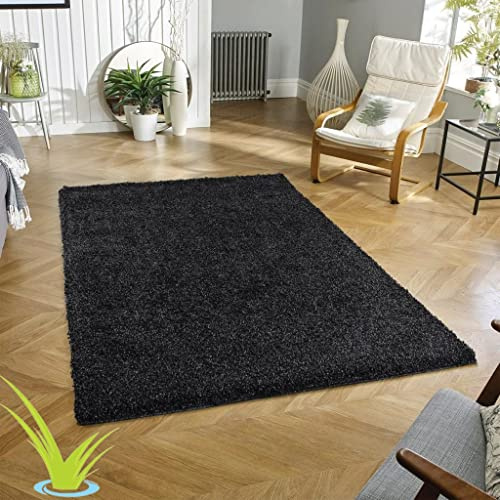 Wadan 200x290cm Anthracite Shaggy Rugs Living Room |5mm Thick Pile | Extra Large Small Medium | Rectangular Size | Soft Touch | Living Room Area Rugs | Non Shedding