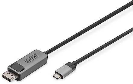 ASSMANN DIGITUS Displayport Adapterkabel - USB Typ-C zu Displayport 1.4-8k/30Hz - 4k/144Hz - Bidirektional - DP Alt-Mode - MST - 2 m - schwarz - Für iPhone, MacBook, iPad, Surface