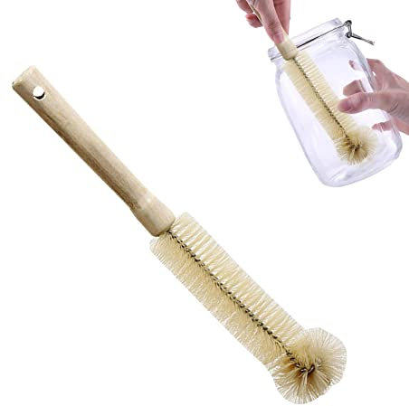 Spazzola per tazze, spazzola per bottiglie con testina a forma di L, spazzola per biberon pulizia a 360°, per bicchieri da vino, tazze, teiere, , bollitori, biberon Delr