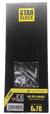 Vis bois/agglo Starblock Torx 6x70 200pcs