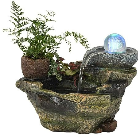 HYQHYX brunnen Garten Desktop-Brunnen Desktop-Brunnen Harz Naturstein Wasserfall Home Office