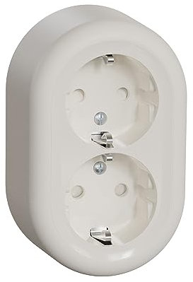 Schneider Electric Elso runde Schuko-Steckdose, 2-fach, Aufputz, Berührungsschutz, Renova, 16A, 250V AC, weiss, Artikelnummer WDE015896