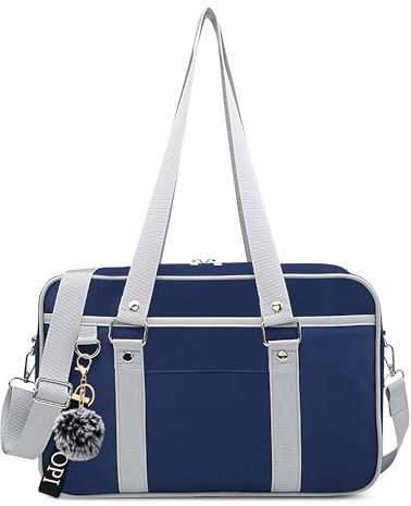 DEEVORCA Moda Casuale Donna Borsa A Tracolla 13.3 Pollici Laptop Borse A Mano Grande Messenger Bag Nylon Viaggio Lavoro Borse A Spalla Borse Computer Portatili Pompon Decorazione Blu A