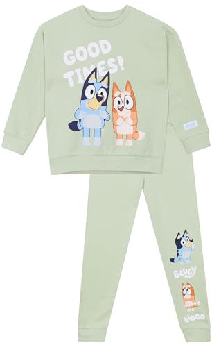 BlueY Sweatshirt Und Jogginghose Set | Oberteil Und Unterteil Set | Bingo Outfit | Jungen Kleidung | Offizielles Merchandise | Grün | 128