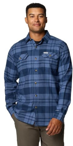 Columbia Herren Flare Gun Stretch Flanell Langarmshirt, Collegiate Navy River Crossing Plaid, XL