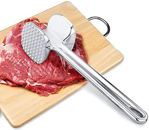 Meat Tenderizer Stainless Steel Teeth Mallet Double Sided Heavy Duty Meat Hammer Dishwasher Safe Ideal for Steak Chicken Fish Pork Beef & Kitchen Cooking Tool