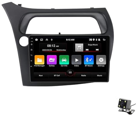 ADMLZQQ Android 12 Autoradio Passt Für Honda Civic 2006-2011 9 Zoll 2 Din Stereo-Multimedia-Player Mit SWC/Car-play/Dsp/Bluetooth Freisprecheinrichtung,M95s
